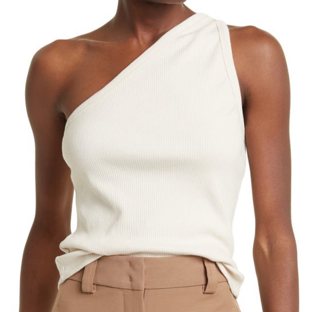 One Shoulder White Top